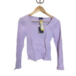 NWT Andy & Evan Shirley Light Purple Long Sleeve Rib Knit Top XL Kids